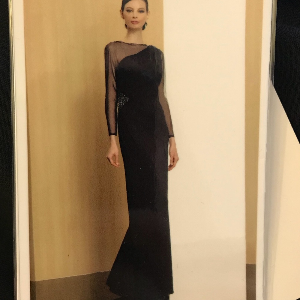 Val Stefani Black Sheer Sleeve Gown -4